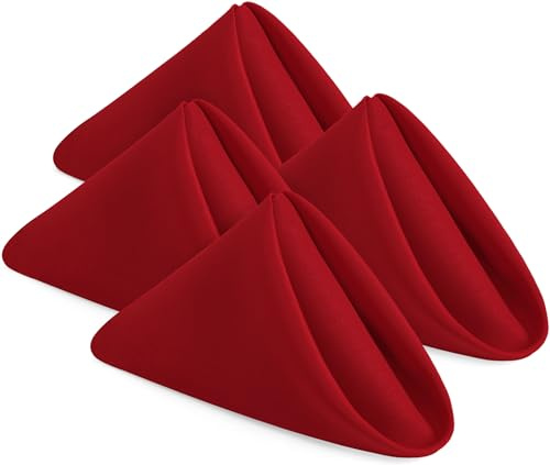 KICHLY Tygservetter - 24 pack, återanvändbara, mjuka och bekväma servetter för fester och vardagligt hemmabruk, i polyester (Röd, 43 x 43 cm)