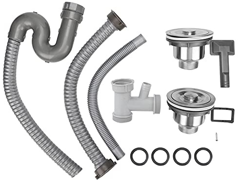 Garosa Tuyau Évier Double Réservoir Raccords De Tuyau Extensible Evier De Cuisine Flexible Tuyau De Vidange Siphon S Siphon Salle De Bains Vidange Plomberie