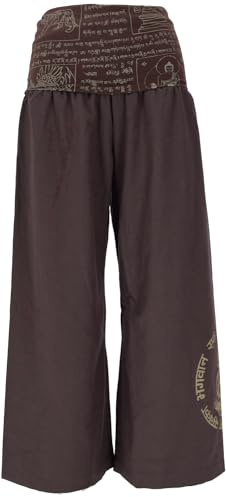 Guru-Shop, Pantaloni Larghi Marlene, Pantaloni Benessere, Pantaloni Yoga, Pantaloni Boho con Cintura Larga, Cappuccino, Cotone, Dimensione Indumenti:XL (42), Pantaloni Lunghi