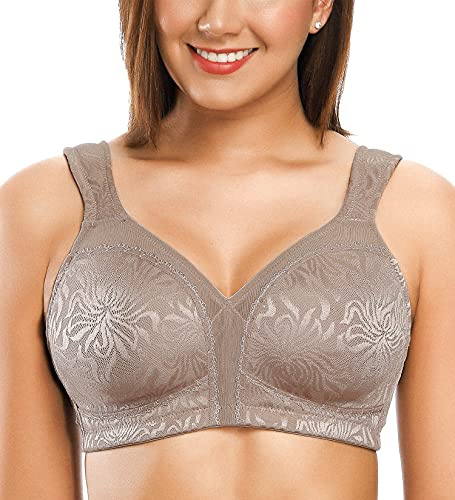ZeroBound Women's Minimizer Bras Comfort Cushion Strap Wirefree Full Coverage Large Bust Non-Padded Bra(Toffee,40DD)
