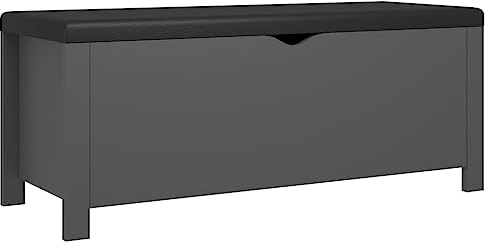 vidaXL Sitzbank mit Stauraum Kissen Sitzhocker Truhenbank Polsterbank Aufbewahrungsbox Flurbank Kissenbox Grau 105x40x45cm Holzwerkstoff