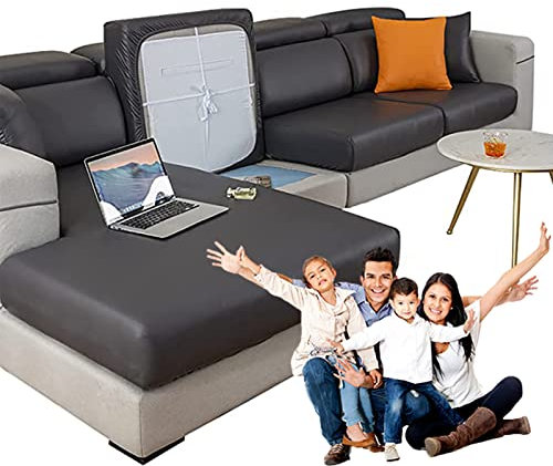FIDSEJEONA Couchkissenbezug PU-Leder Sofakissen Schonbezug Stretch Wasserdichter Stuhlsitz Schonbezug Möbelschutz (C 1)