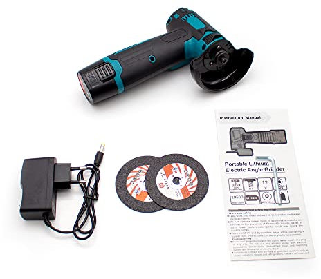 Toplionace Kabelloser Elektrischer Mini Winkelschleifer, DC 12V Akku Hand Winkelpolierer Schneidemaschine, Durchmesser 75mm, 5000 U/min