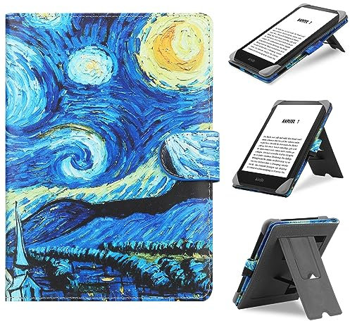 HoYiXi Universal Hülle Kompatibel mit 6-6.8 Kobo/Pocketbook/Tolino/Sony E-Book eReader Kindle Paperwhite/6 Neue Kindle 2022 & 2019/Kobo Clara HD/Kobo Clara 2E Leder Stand Schutzhülle, Himmel
