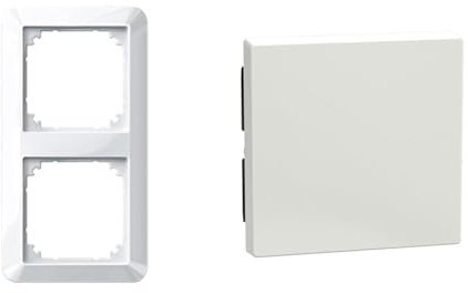 Schneider Electric Merten 382191 1-M-Rahmen für Steckose und Schalter, 2-fach, polarweiß glänzend & Schneider Electric Merten 432119 Wippe Abdeckung Wechselschalter