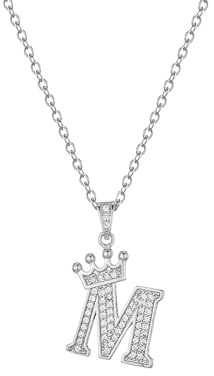 Hcvone Collier Femme Argent Lettres A-Z Pendentif Collier Bijoux Cadeau Idée Femme Cadeaux Anniversaire Noël (M)