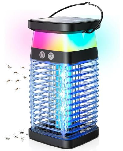 Exterminador de insectos para interior y exterior lámpara solar eléctrica antimosquitos para Patio Camping, dormitorio exterminador de moscas con lámpara UV recargable por USB,Solar-Bug Zapper