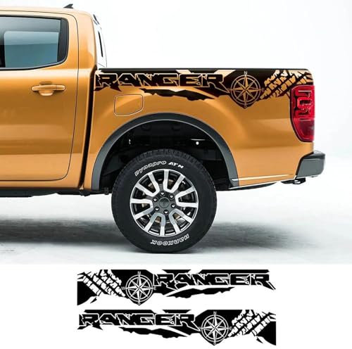 CTLTSRX 2 STK. Autoaufkleber, Reifendruck, Kompass, Abenteuer, Offroad, Autoschwanz, Vinyl-Grafikaufkleber, für Ford Ranger Raptor Pickup Zubehör