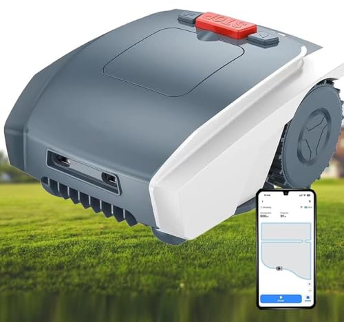 Tondeuse à Gazon RobotiséE Sans Fil - Coupe Jusqu'à 1 500 M² - Tonte Ultra Silencieuse, ContrôLe Automatique Par Application De Tondeuse à Gazon - Hauteur Coupe 20-55 Mm/Largeur 19 Cm,Grey