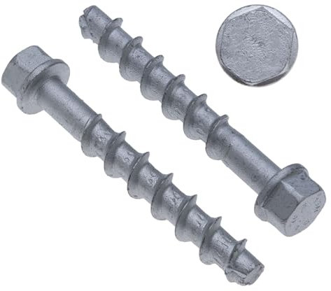 12,6x100mm Zinklamellen-Betonschrauben & Mauerwerkdübel-Set, verzinkter Stahl, Sechskantkopf, zum Verankern in Mauerwerk, Ziegel, Beton, Hohlblocksteinen, rostbeständig, Packung mit 40 Stück