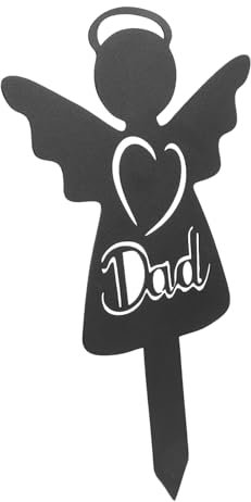 GAROZATION Cimitero Angelico Metallo Per Giardino Decorazione Commemorativa Per Papà Facile Da Installare e Leggera Per Onorare La Memoria Dei Cari Nel Cimitero o Giardino