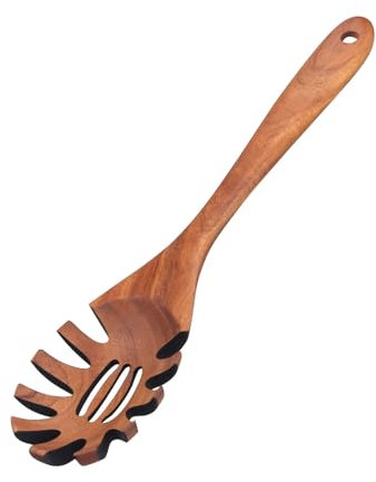 Servidor de espaguetis y pasta de madera, cuchara grande de madera para espaguetis, cuchara de pasta de madera con dientes, ideal para servir espaguetis, tenedores de pasta, utensilios de cocina de