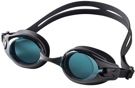 gatmove Lunettes de Natation Anti-buée, Protection UV HD Objectif Professionnelles, Confortables avec Sangles Réglables et Supports de nez Interchangeables pour Hommes et Femmes - Noir