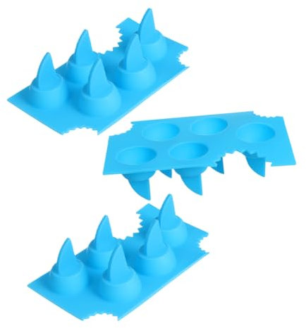 VOSAREA 3pcs Silicone Shark Fin Ice Cube Mold Novelty Cocktail Ice Tray Reusable for Cold Drinks Freezer