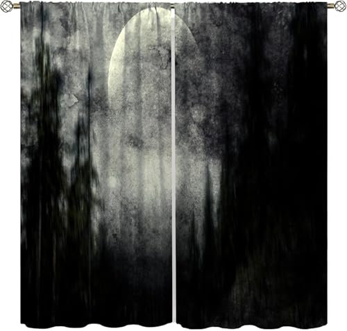 Vorhang Blickdicht Gardinen Mit Ösen - 2 Stücke 140X160 cm (B + H) Verdunklungsvorhänge 3D Halloween Muster Thermovorhang Für Kinderzimmer Wohnzimmer Schlafzimmer Weihnachtsgardinen-568808091