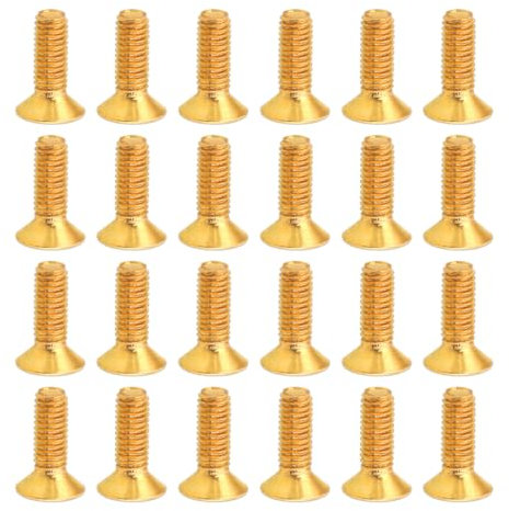 UEIOAVL Vis cylindriques, Vis à tête plate hexagonale fraisée M4-0,7 x 12mm, 24 pièces, vis filetées de fixation entraînées (or)