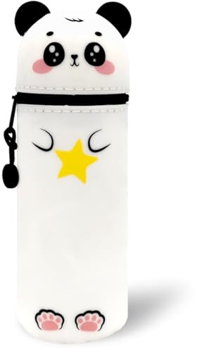 QRKPVHD 2-in-1 Weiche Federmäppchen - Kawaii mäppchen, Silikontasche, Stand Up Federmäppchen, Tier Stifthalter, Stifthalter Bleistifttasche Mädchen Junge (Stern-Bär)