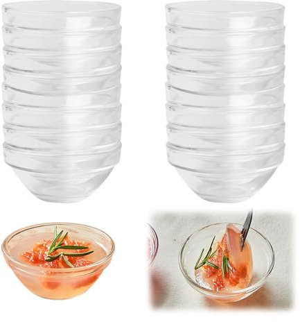 Lot de 20 bols ronds en verre pour sauce soja (7,5 cm de diamètre) - Mini bols ronds pour sushis, dips et épices - Bol à sauce blanc - Bol à sauce - Bol à sushi - Capacité : 75 ml