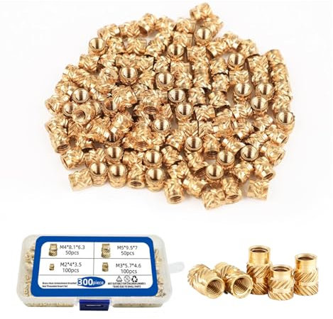 Gewindeeinsatz,300Stück M2/M3/M4/M5 Messing-Heizeinsatz,Rändelmutter im Karton,Einpressmutter Innengewinde Hardware Muttern Durch Einschmelzen für Kunststoffteile,3D-Druck-Teile