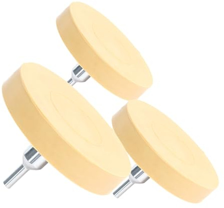 XPOtool Folienradierer 3 Stück Ø 88 mm mit 6 mm Adapter zum Entfernen von Kleberesten, Autoplaketten und Aufklebern, Klebeentferner mit Gummi Radierscheibe für Auto und andere Fahrzeuge