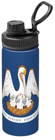 Louisiana State Flag - Bottiglie d'acqua isolate da 510 ml, in acciaio inox con coperchio con beccuccio, bottiglie d'acqua da viaggio