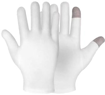 BrightGlow Baumwollhandschuhe Weiße Nacht Touchscreen Handschuhe Fuß Spa Socken Feuchtigkeitshandschuhe Socken Set Atmungsaktiv Stoffhandschuhe für Feuchtigkeit Weiß(Handschuhe) Einheitsgröße
