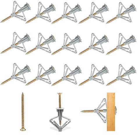 Set di 100 tasselli e viti per cartongesso, M8 x 50, resistenti tasselli per cartongesso con viti zincate, bulloni a espansione per fissaggio a parete in cartongesso, pareti vuote e montaggio a parete