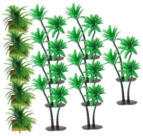 TOPPERFUN 15stücke Miniatur-palmen Strandhaus-Dekoration Künstliche Kokospalmen für Miniatur-landschaften Bonsai-Baum-Spielzeug für Dioramen und Bastelarbeiten