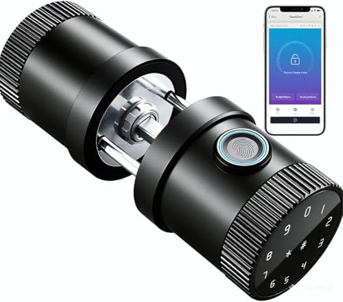 Swokely Blocco a Sfera Intelligente 5 Metodi di Sblocco di Sblocco Impronta Bt Ic Funzione Senza Chiave Senza Chiave per Porta Smart Port per 35-65 Mm Spessore della Porta Home Office