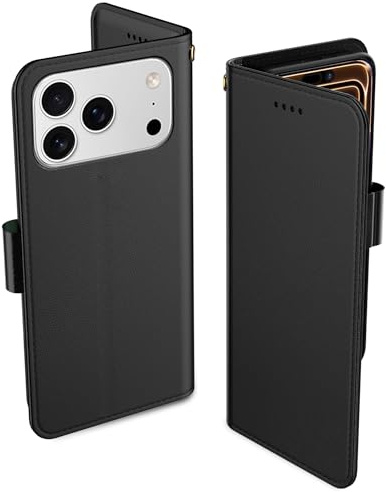 Aiziki Coque pour iPhone 17 Pro Max, Etui Protection Housse Premium en Cuir PU, [Pochette de Portefeuille] [Fermeture Magnétique] [Etui à Rabat]- Noir