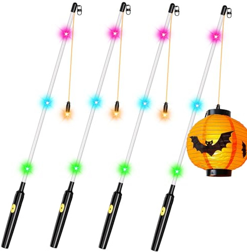 LuJasi Laternenstab Kinder Led 4er 50CM Laternenstab Led für St Martin Laterne Kinder Stab Laternenumzüge Halloween Zauberstäbe Party Kostümpartys Kinderpartys