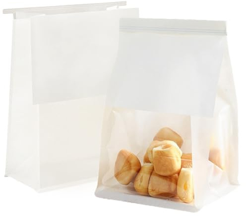 30 st kraftpapper brödpåsar med fönster, 16 x 26 + 13 cm bageriväskor för rostat bröd hembakat bröd med knytband, oljesäker, matförvaringspåsar hembakning (vit)