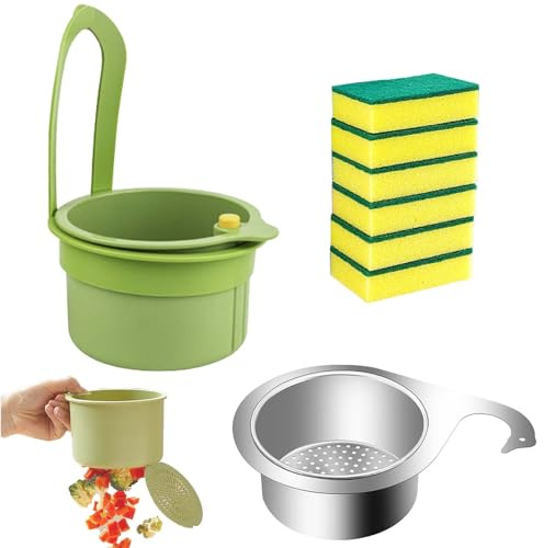 2 Sieb für Spülbecken, FORMVERSITY Siebkorb für Spülbecken Abtropfkorb Spüle, Spülbeckensieb zum Einhängen Edelstahl, Kitchen Drain Basket Kunststoff für Filtern von Küchenabfällen Waschen