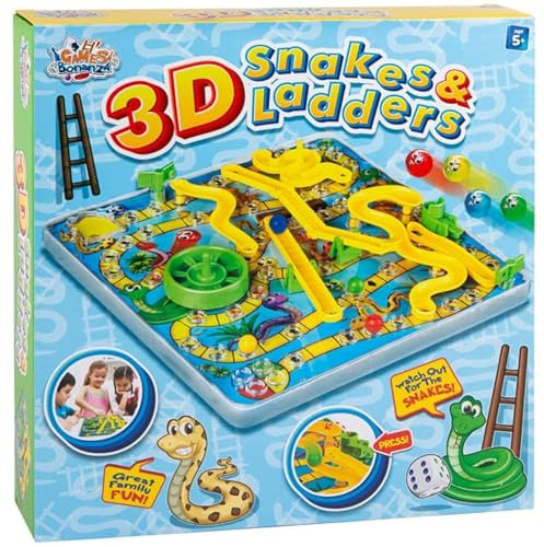 FAHAAM 3D Snakes and Ladders Board Game Kids Toys Traditional Family Toy Snakes and Ladders Card Game for Kids snakes card game Educational Children's game Toys for Boys Girls. (31.5 x 31.5 x 5.5 cm)