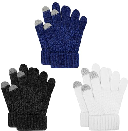 TAGVO Gants et Moufles Tricotés Tactile d'hiver pour Enfants 3 à 8 Ans, Gant Magique de Cyclisme Course Ski Chauds Coupe-Vent Élasticité Full Fingers pour Garçon Fille Sports de Plein air
