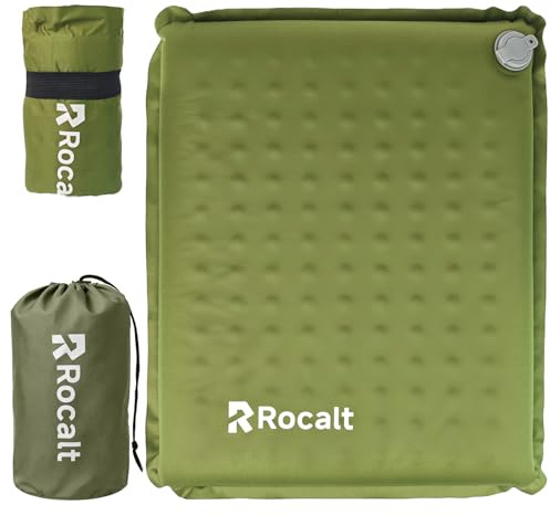 Rocalt Inflatable Seat Cushion, Self-Inflating Memory Foam Airplane Seats Cushion, Portable Air-Foam Stadium Cushion, Lightweight & Compact Bleacher Seat Cushion for Sports Events