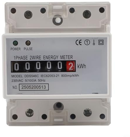 Honseadek Wattmètre numérique 230 V avec indicateur d'impulsion de capacité de courant de 5 (100) A et isolation optique pour usage électrique industriel