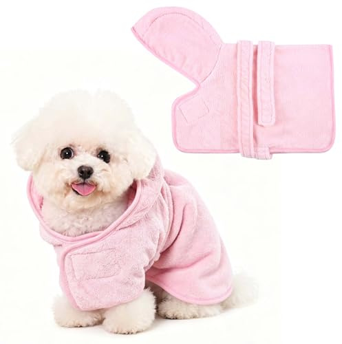 Yaopelky Accappatoio per Cani con Cappuccio, Rosa, L