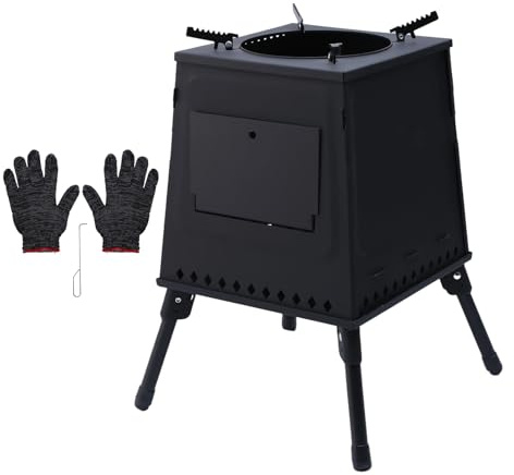 Portable Rocket Stove for Camping, Folding Wood Burning Tent Stove | Alloy steel camping stove for outdoor cooking, backpacking, hiking and emergency survival use