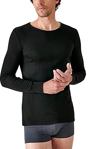 Damart - T-Shirt Thermolactyl col Rond, côtes molletonnées Homme Noir Taille XL (110-117)