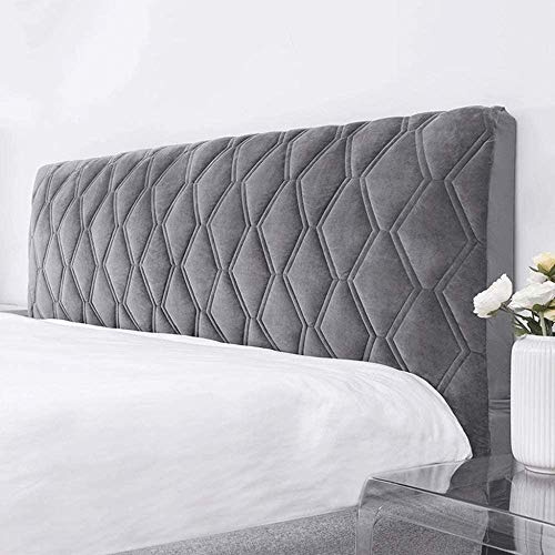 Funda para Cabecera De Cama Cubierta De Cabecero Súper Suave Terciopelo Grueso Algodón Acolchado Cubre Protectora para Respaldo Decoración De Dormitorio (Color : Grey, Size : 160cm)