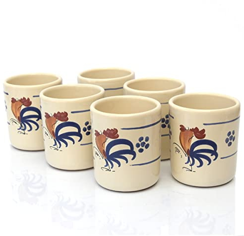 Colì 6 Bicchieri Cilindrici in Terracotta Senza Manico Linea Gallo