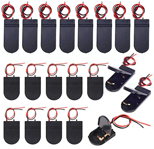 GTIWUNG 20 Stück CR2032 Batterie Halter, General Knopfzelle Batterieadapter Clip Socket EIN/AUS-Schalter, 1 x 3V/2 x 3V CR2032 Knopfzelle Batterie Halter für LED, Schwarz