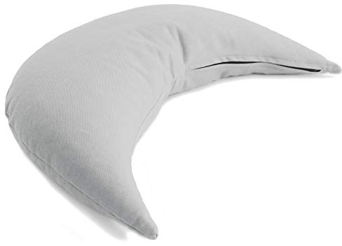 Giraffenland Coussin Croissant de Lune aux balles d´épeautre Bio, Tissu Blanc en Coton sergé - Coussin aux enveloppes d´épeautre | avec Housse intérieure supplémentaire