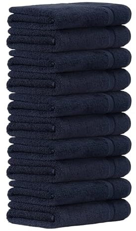 Luckytowel Saunahandtuch Set 80x200cm – Oeko-TEX Saunatücher aus 100% Baumwolle mit 600 g/m² – Saunatuch groß mit Aufhängeschlaufe – flauschig & saugstark – Sauna Handtuch Set – 10er Pack Dunkelblau
