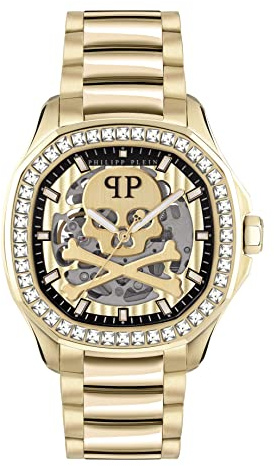 Philipp Plein Herren-Uhren Analog Automatik One Size, Gold 32024362