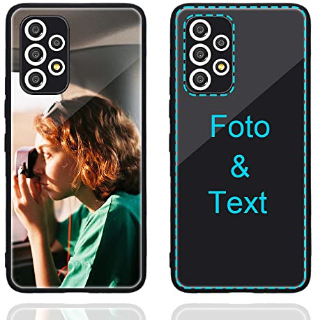 MXCUSTOM Personalisierte Handyhülle für Samsung Galaxy A52 A52s 4G 5G, Benutzerdefiniert Kratzfest Gehärtetes Glas Weicher Stoßfänger Hülle mit Eigenem Foto Bild Text Individuelle Schutzhülle(GHS-P1)