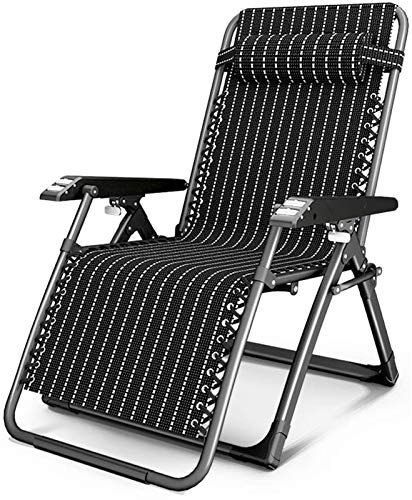 SilteD Leichter Liegestuhl, faltbar und verstellbar, robuste Liegestühle, klappbare Liegestühle für Outdoor-Strand-Pool-Camping, außen verstellbare Strandstühle für Camping (Farbe: Schwarz) Present