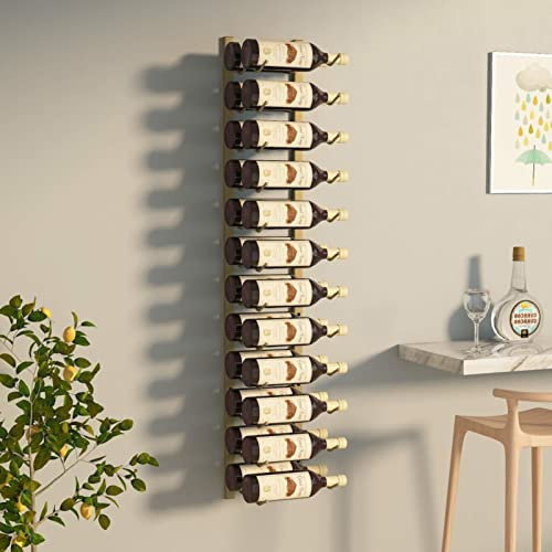 ZEYUAN Wand-Weinregal für 24 Flaschen, Flaschenregal, Weinhalter Wand, Flaschen Regal, Flaschenhalter Wein, Bar Regal Wand, Wine Holder, Weinflaschenregal, Golden Eisen