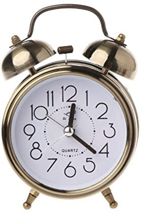 Sveglia Sveglia meccanica da tavolo retrò Luce notturna Doppia campana Comodino silenzioso Metallo Camera da letto digitale Decorazione domestica Sveglie da scrivania (Co